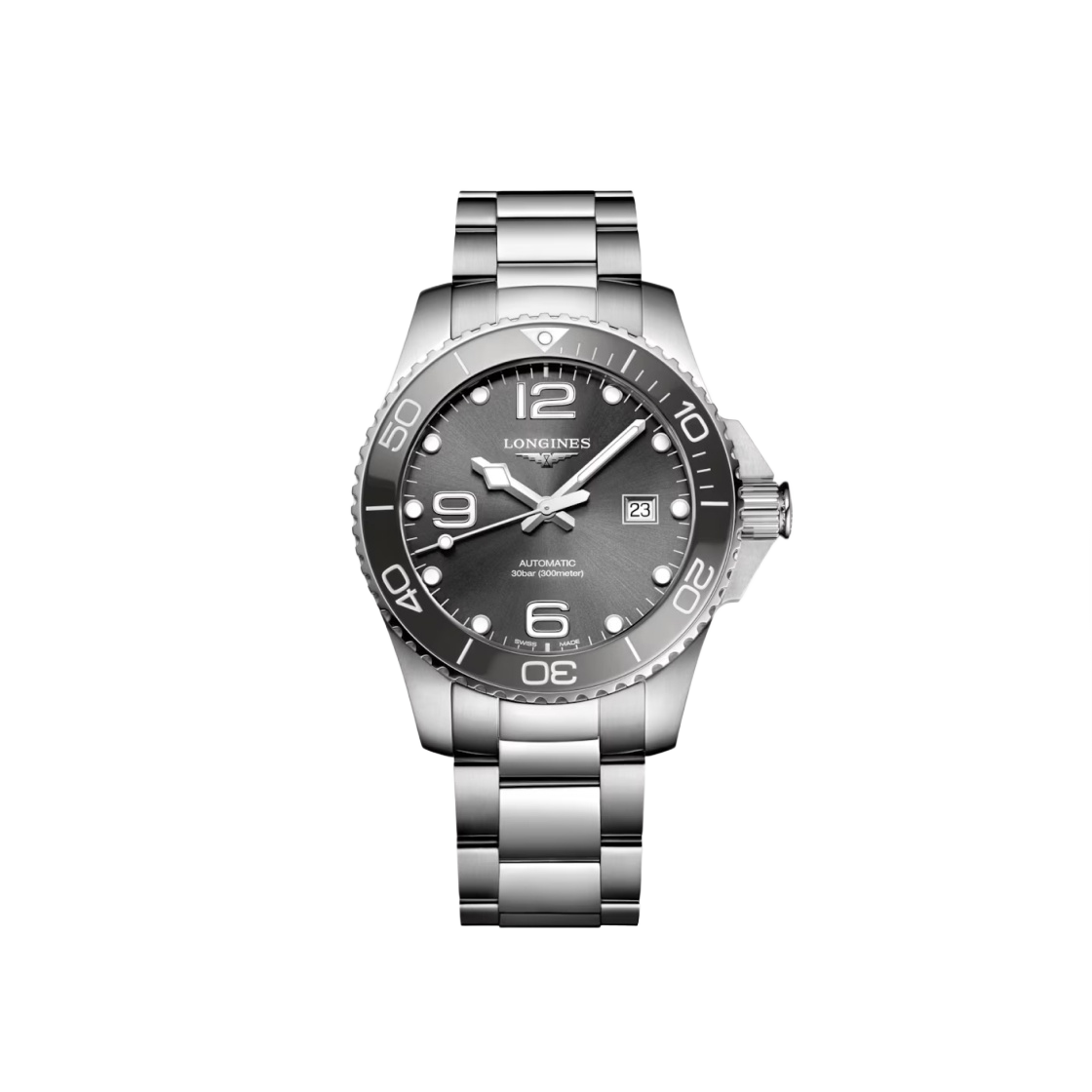 론진 하이드로콘퀘스트 오토매틱 43mm 스테인리스 스틸 세라믹 선레이 그레이(Longines Hydroconquest Automatic 43mm Stainless Steel Ceramic Sunray Grey)