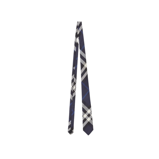 Burberry Check Silk Tie Navy