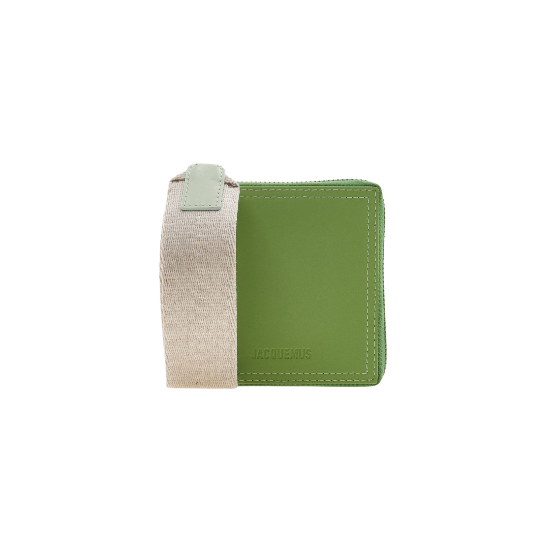 226SL013-3088-550 Jacquemus Le Carre Rond Lanyard Square Wallet Green