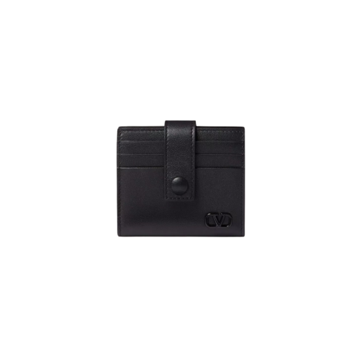 Valentino Mini Vlogo Signature Calfskin Card Holder Black