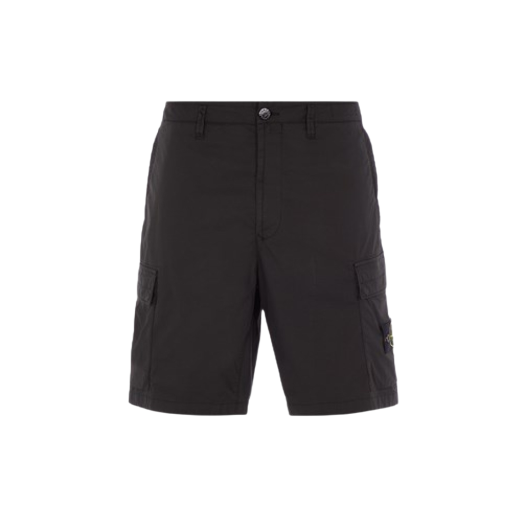 Stone Island L0803 Stretch Cotton Canvas Garment Dyed Cargo Bermuda Shorts Black - 23SS