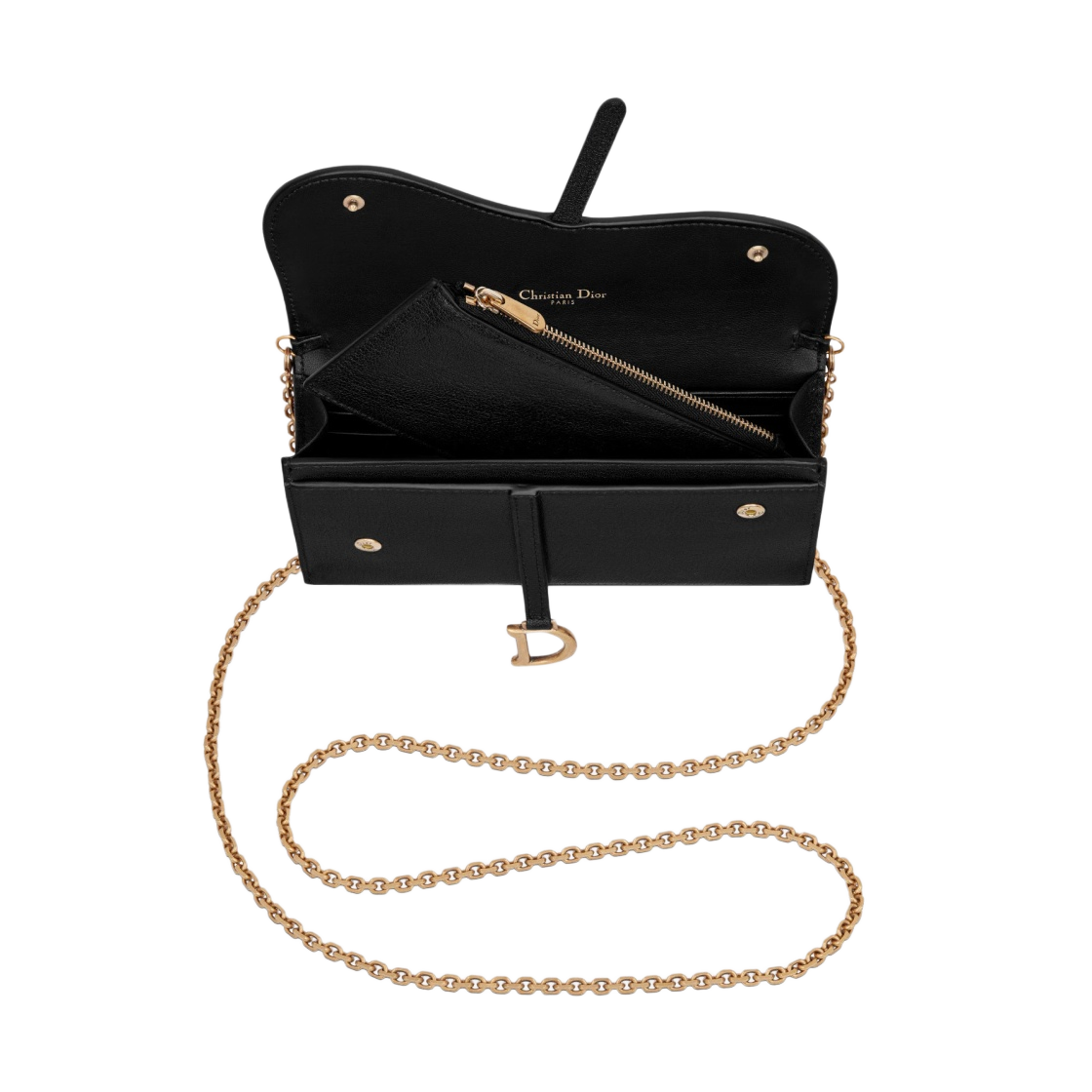 S5614CCEH-M900 Dior Long Saddle Wallet with Chain Goatskin Black - #3