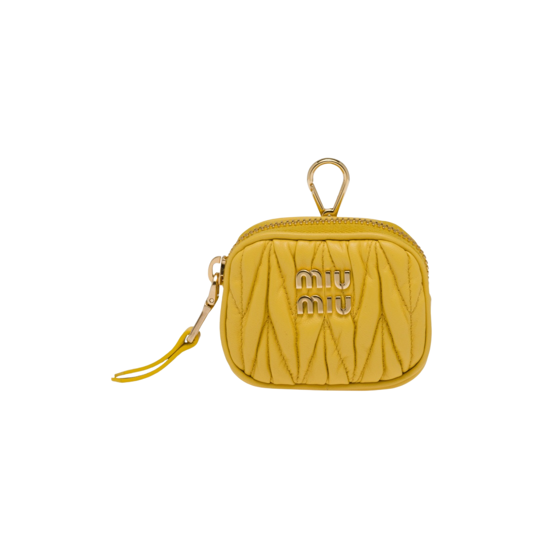 미우 미우 마테라쎄 나파 가죽 에어팟 케이스 써니 옐로우(Miu Miu Matelasse Nappa Leather Airpods Case Sunny Yellow) - 1
