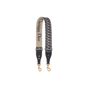 Dior Shoulder Strap with Ring Blue Dior Oblique Embroidery