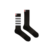 Thom Browne Polyester Tech 4-Bar Mid Calf Socks Black