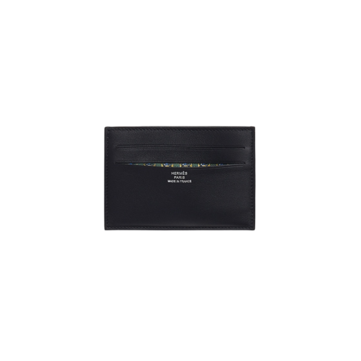 Hermes Citizen Twill Card Holder Swift & Noir Vert Moyen Bleu Saphir