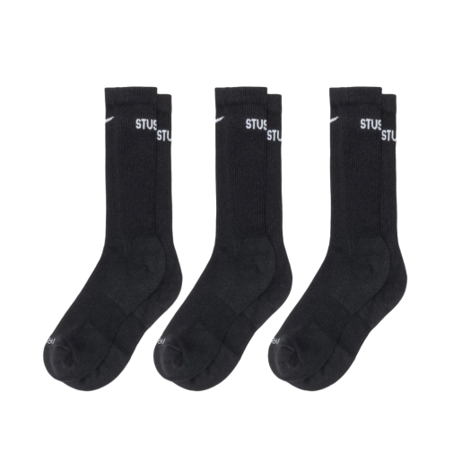 Nike x Stussy Everyday Plus Cushioned Crew Socks Black (3 Pack)