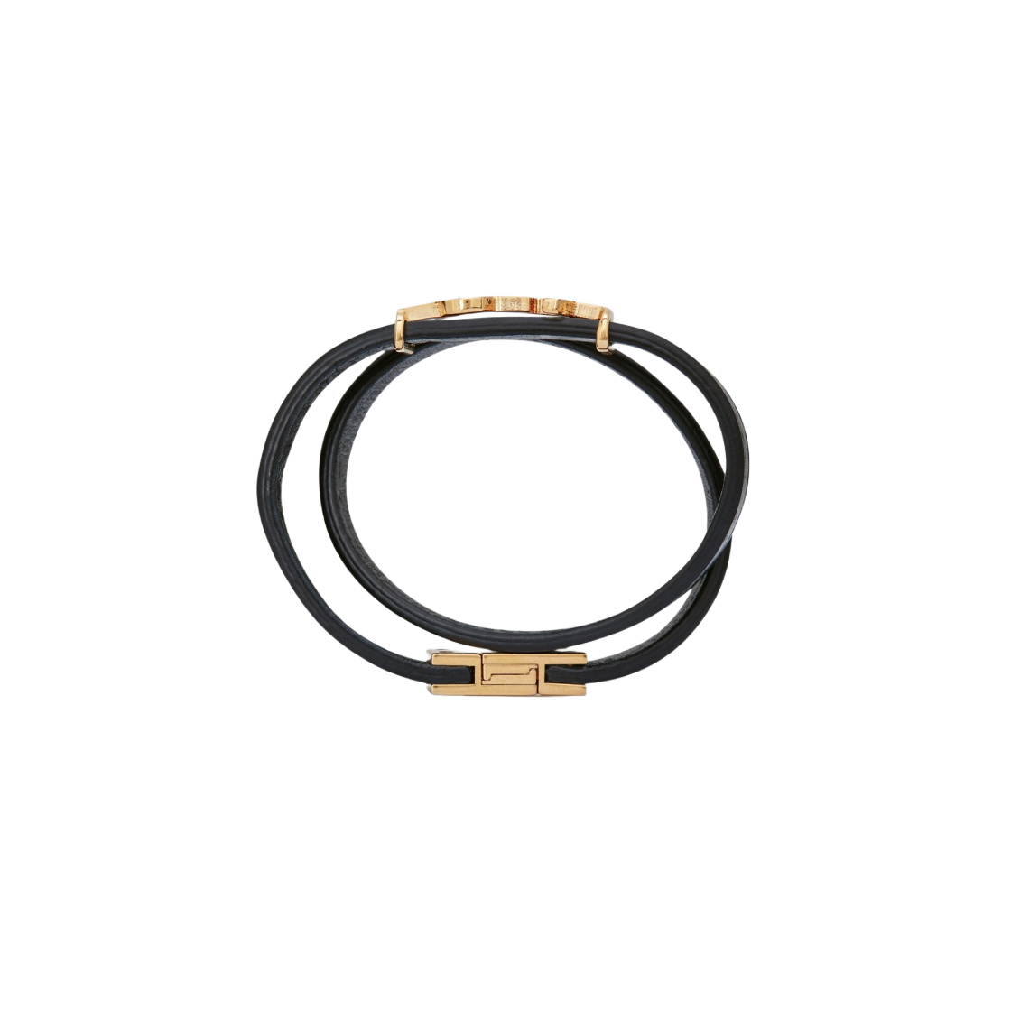 646558-0IH0J-1000/708795-0IH0J-1000 (W) Saint Laurent Opyum Bracelet in Leather and Metal Black Gold - #2