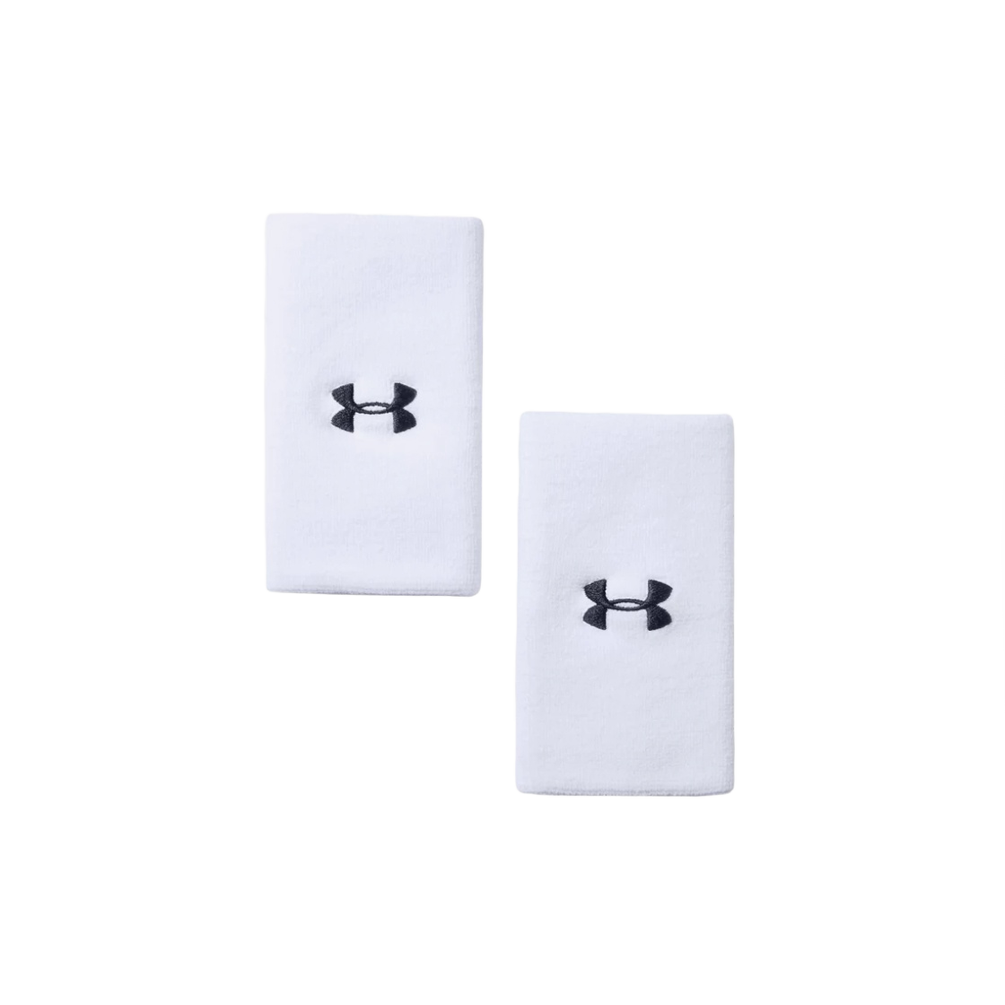 1218006-100 Under Armour 6 Inch Performance Wristband White Black (2 Pack)
