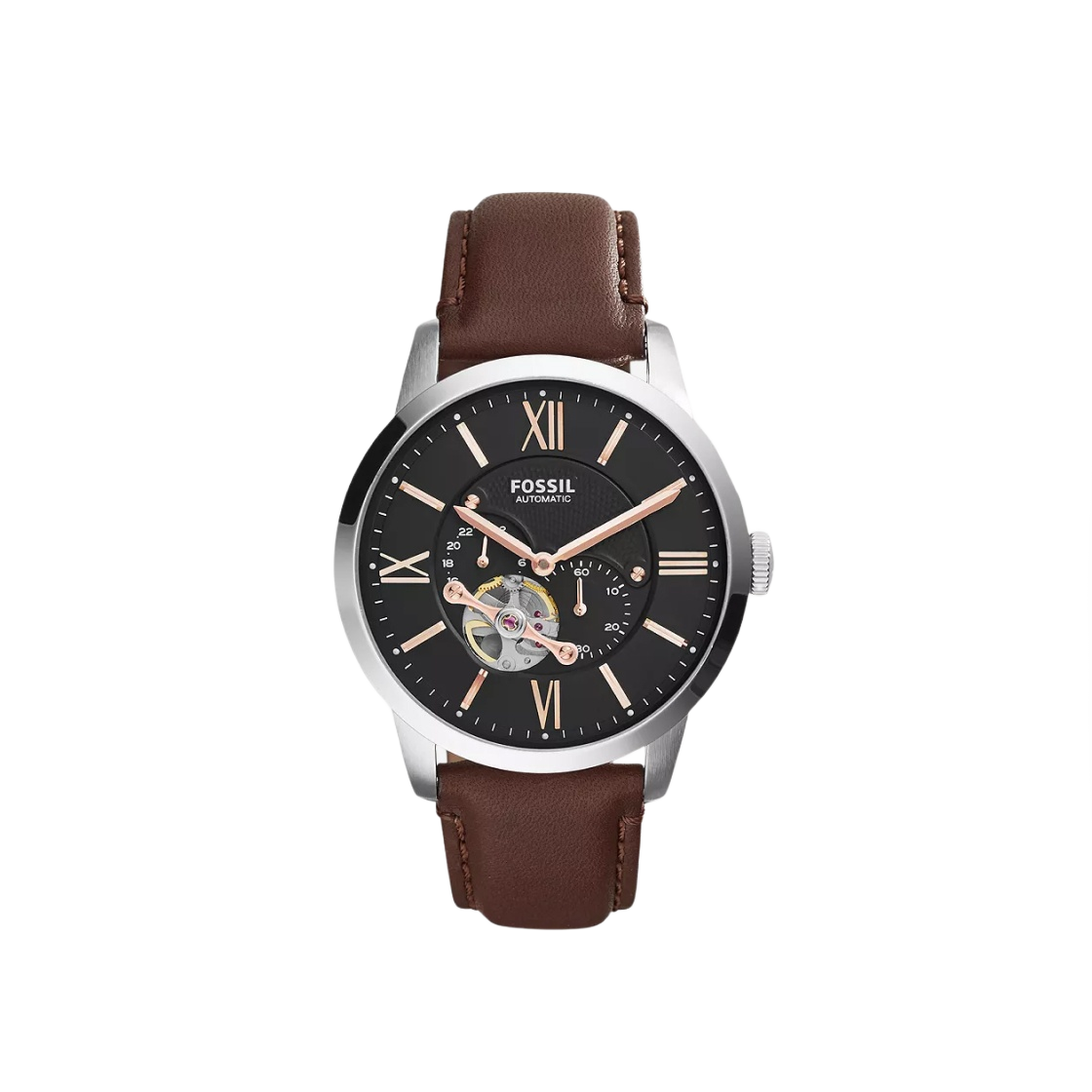 ME3061 Fossil Townsman Mechanical Automatic 45mm Leather Black Silver Brown