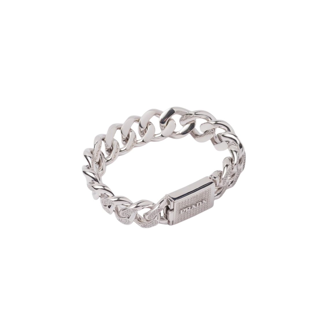 2JB355-2DZ5-F0118 Prada Crystal Logo Jewels Bracelet Silver