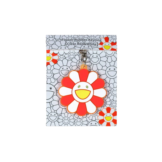 Kaikai Kiki Flower Rubber Keyring Clear Red White