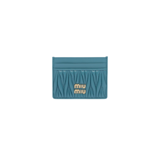 Miu Miu Matelasse Nappa Leather Card Holder Marina Blue