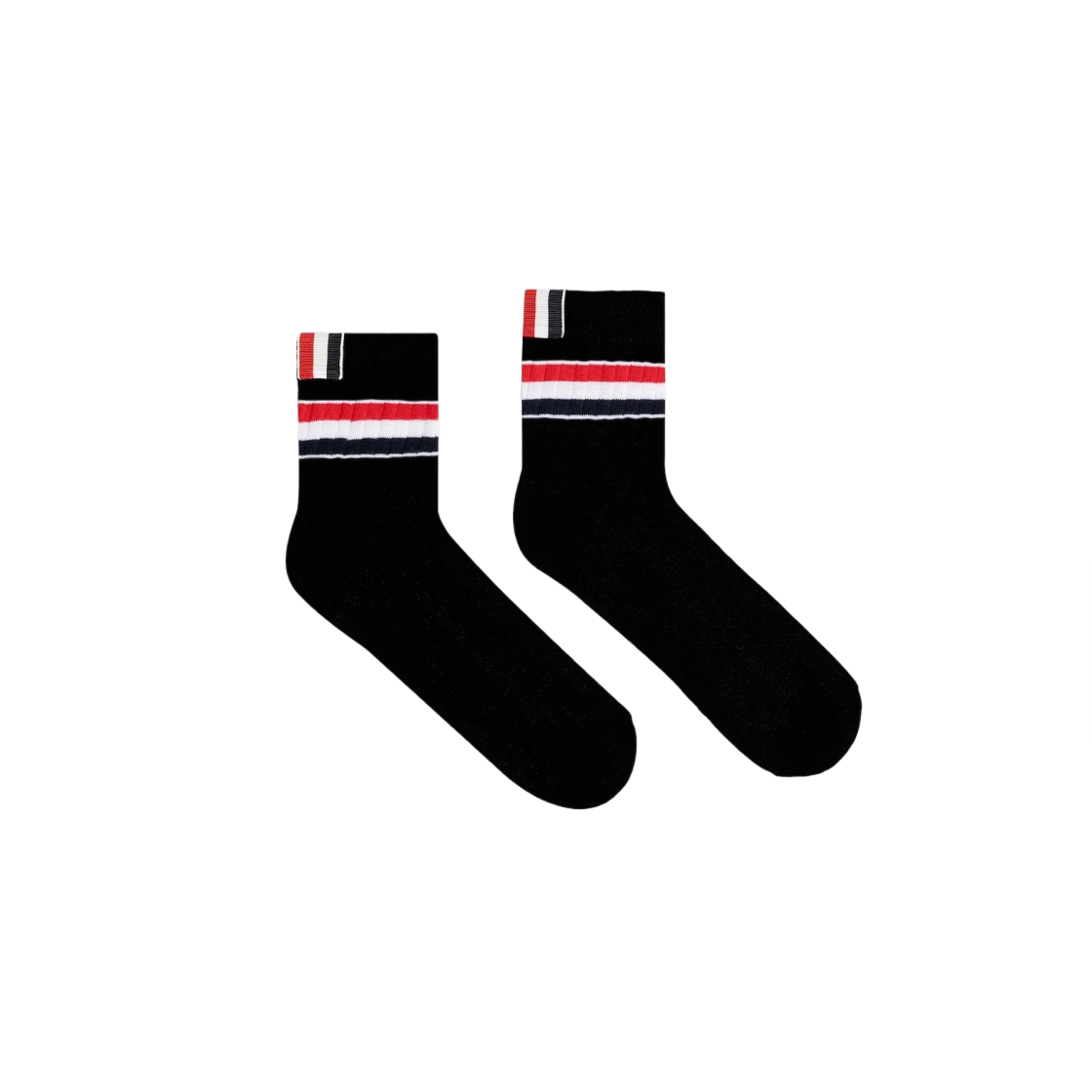 (W) 톰브라운 애슬레틱 립 스트라이프 앵클 삭스 블랙((W) Thom Browne Athletic Rib Stripe Ankle Socks Black) - 1