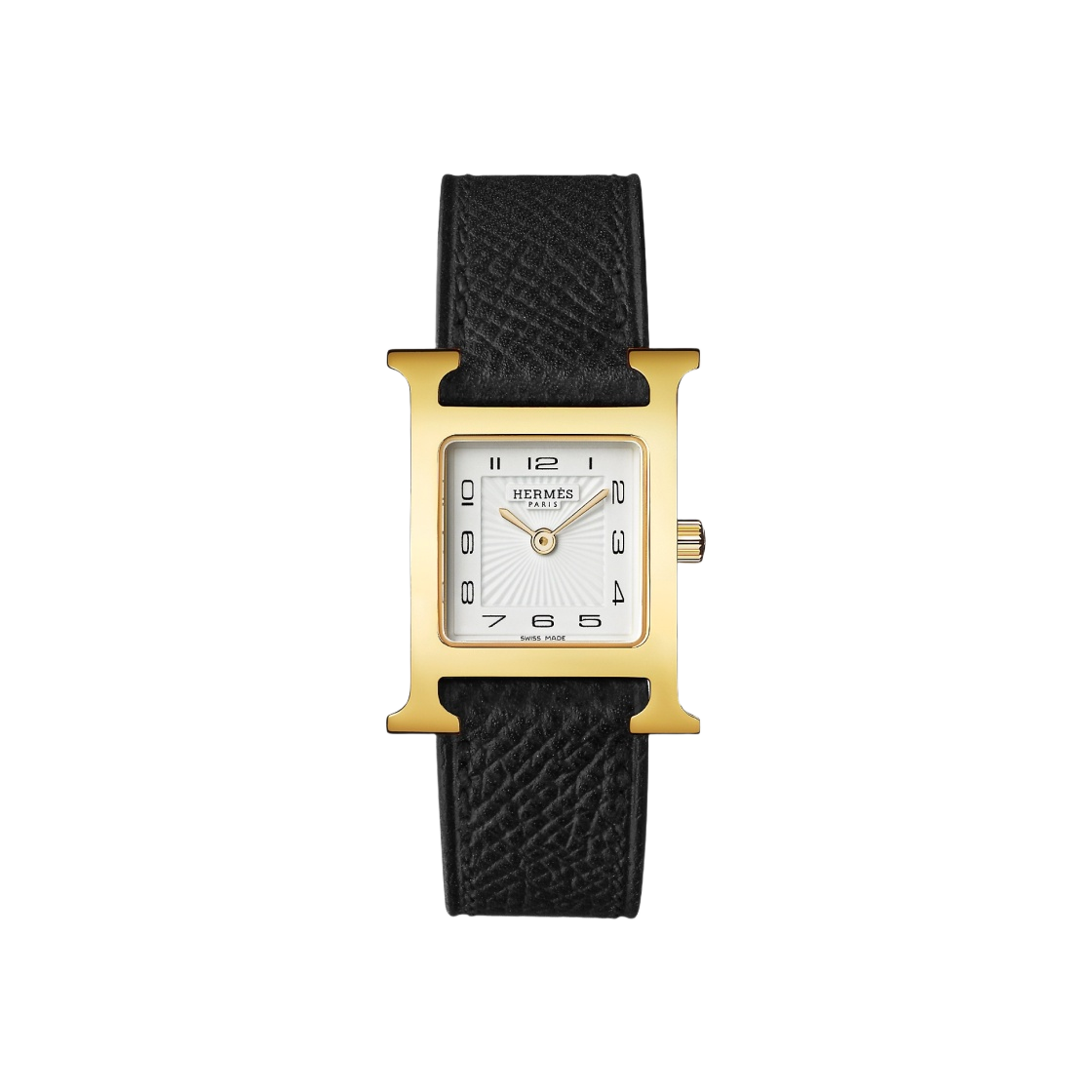 에르메스 H 아워 워치 스몰 블랙 앱송 스트랩 & 옐로우 골드 스틸(Hermes Heure H Watch Small Black Epsom Strap & Yellow Gold Steel)