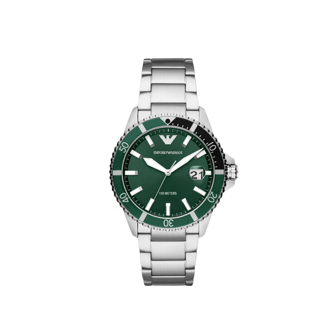 AR11338 Emporio Armani Three-Hand 42mm Stainless Steel Green Silver