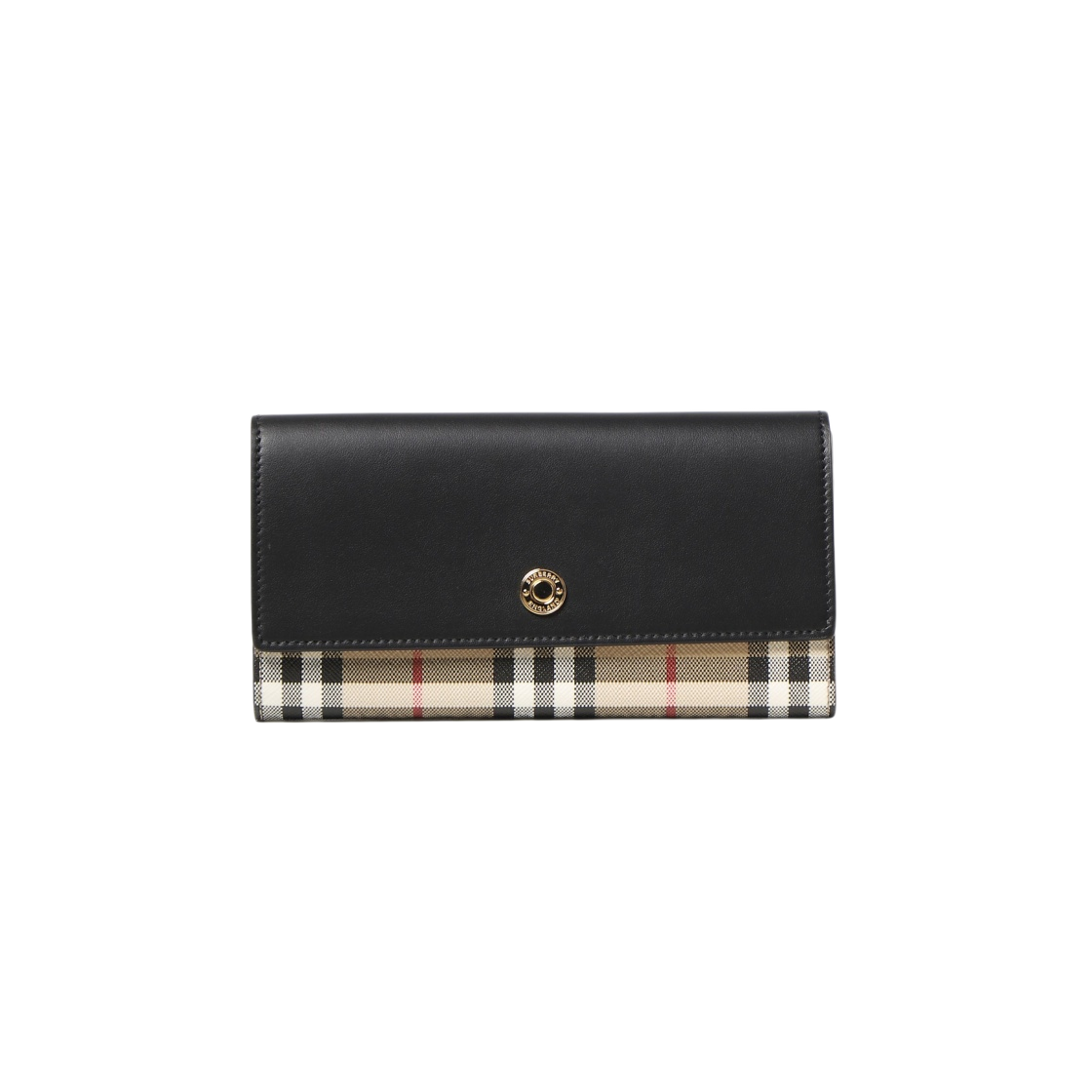 8057972 Burberry Vintage Check and Leather Continental Wallet Beige Black - 대표 이미지 #1