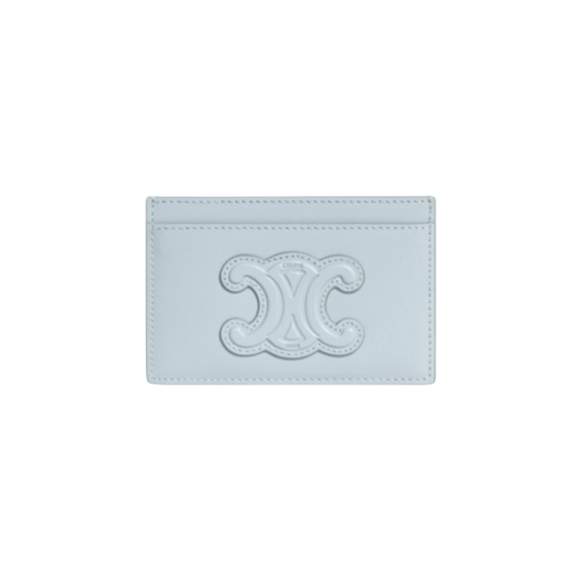 Celine Card Holder Cuir Triomphe in Shiny Calfskin Ice Blue