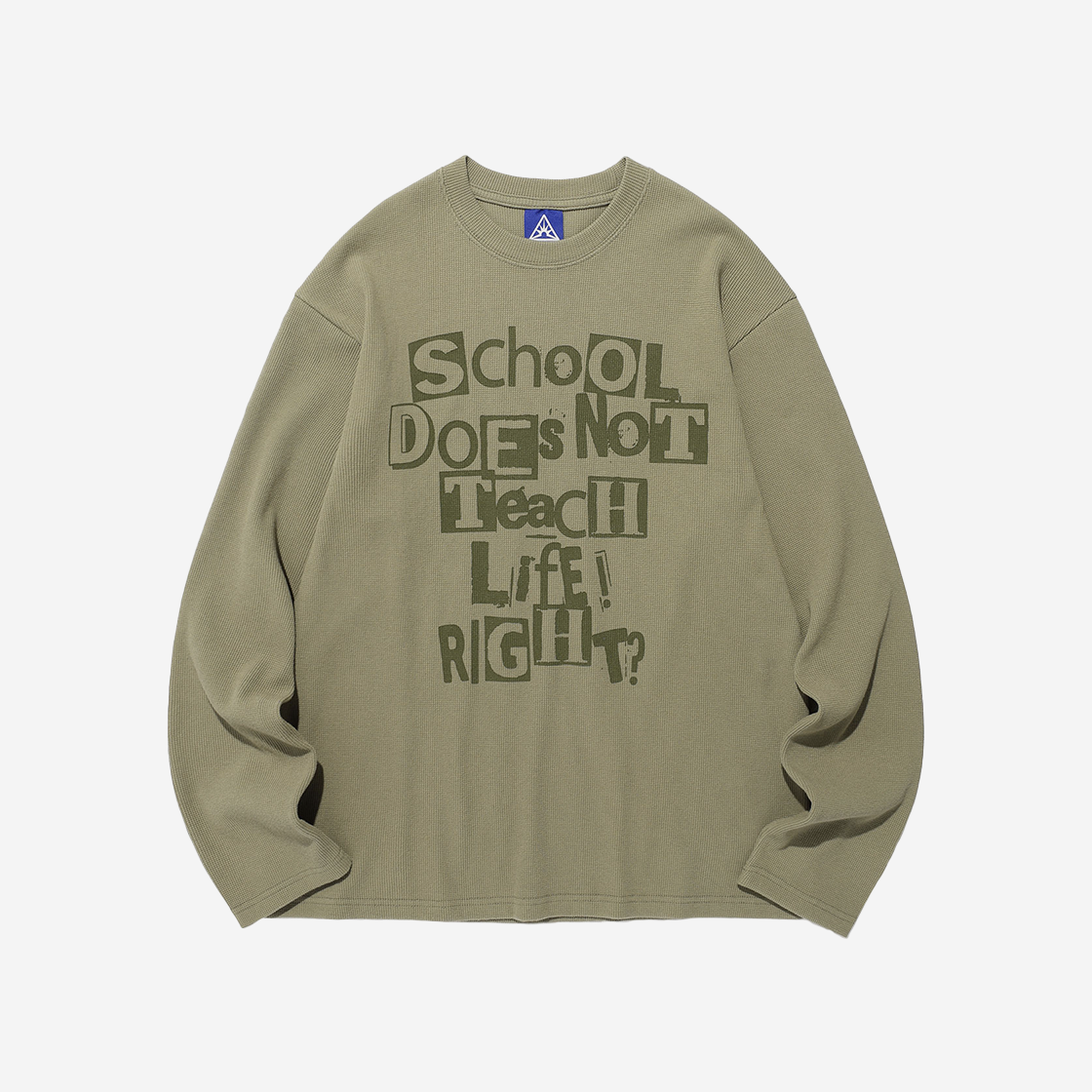 IK2FSMT551AKH ISTKUNST Does Not Teach Waffle LS Tee Khaki