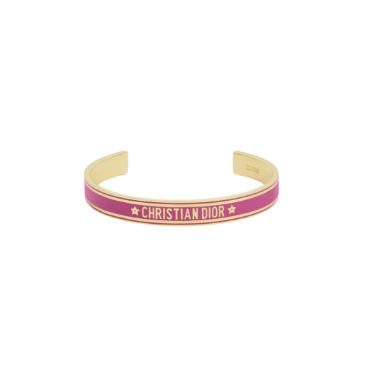 (W) Dior Code Bangle Gold Finish Metal Rani Pink Lacquer