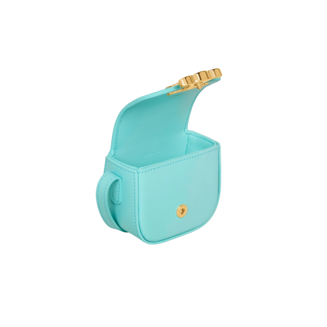 셀린느 샤이니 카프스킨 스트랩 에어팟 케이스 터콰이즈(Celine AirPods Case with Strap in Shiny Calfskin Turquoise) - 3