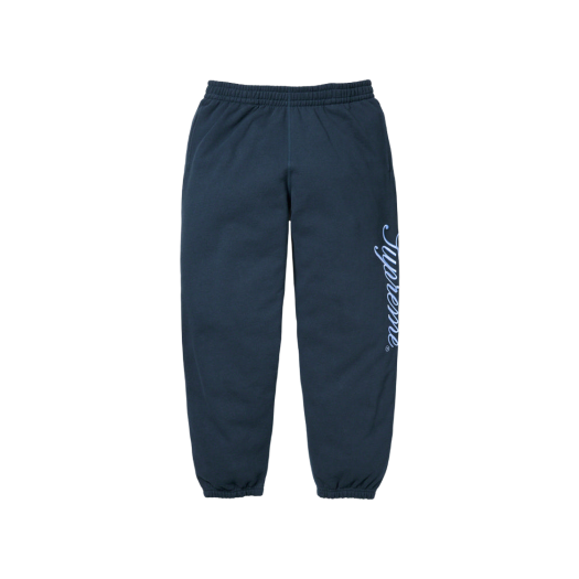 Supreme Raised Script Sweatpants Navy - 23FW