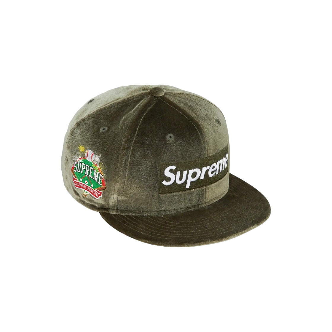 슈프림 벨루어 박스로고 뉴에라 올리브 - 22FW(Supreme Velour Box Logo New Era Olive - 22FW) - 1