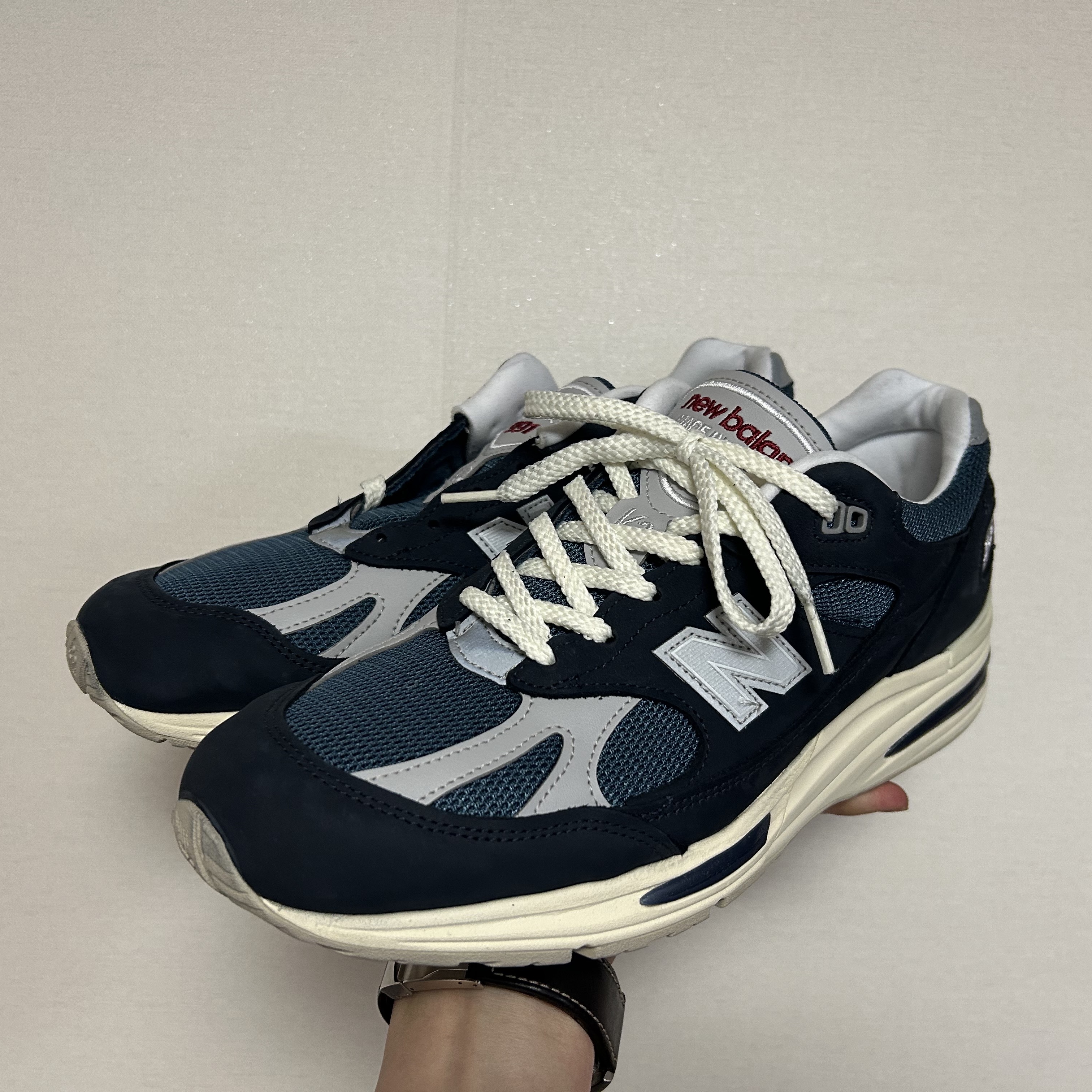 New Balance 991v2 Made in UK Total Eclipse Indian Teal 착용 스타일 - 2