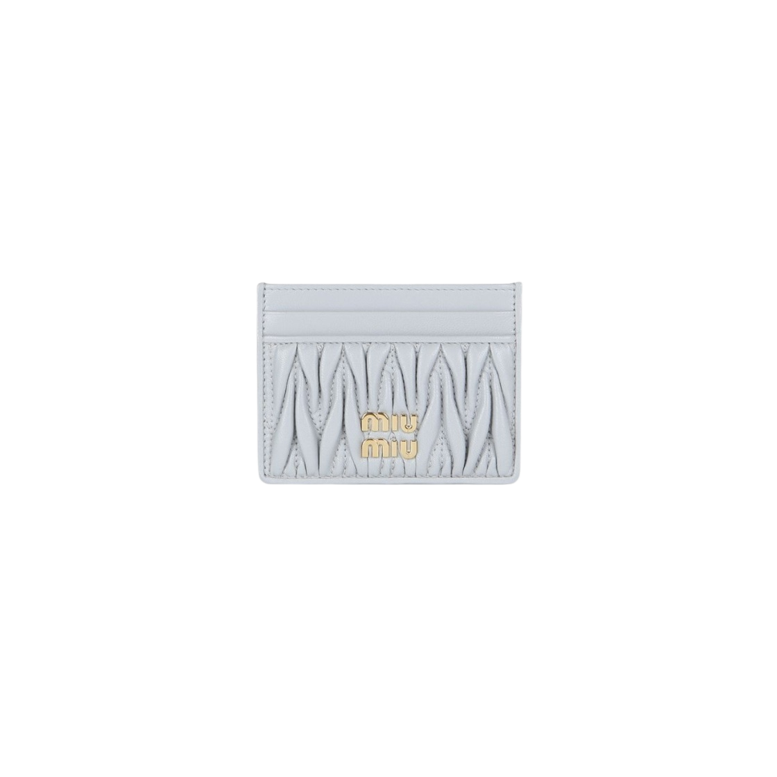 5MC076-2FPP-F0591 Miu Miu Matelasse Nappa Leather Card Holder Cornflower Blue - 대표 이미지 #1