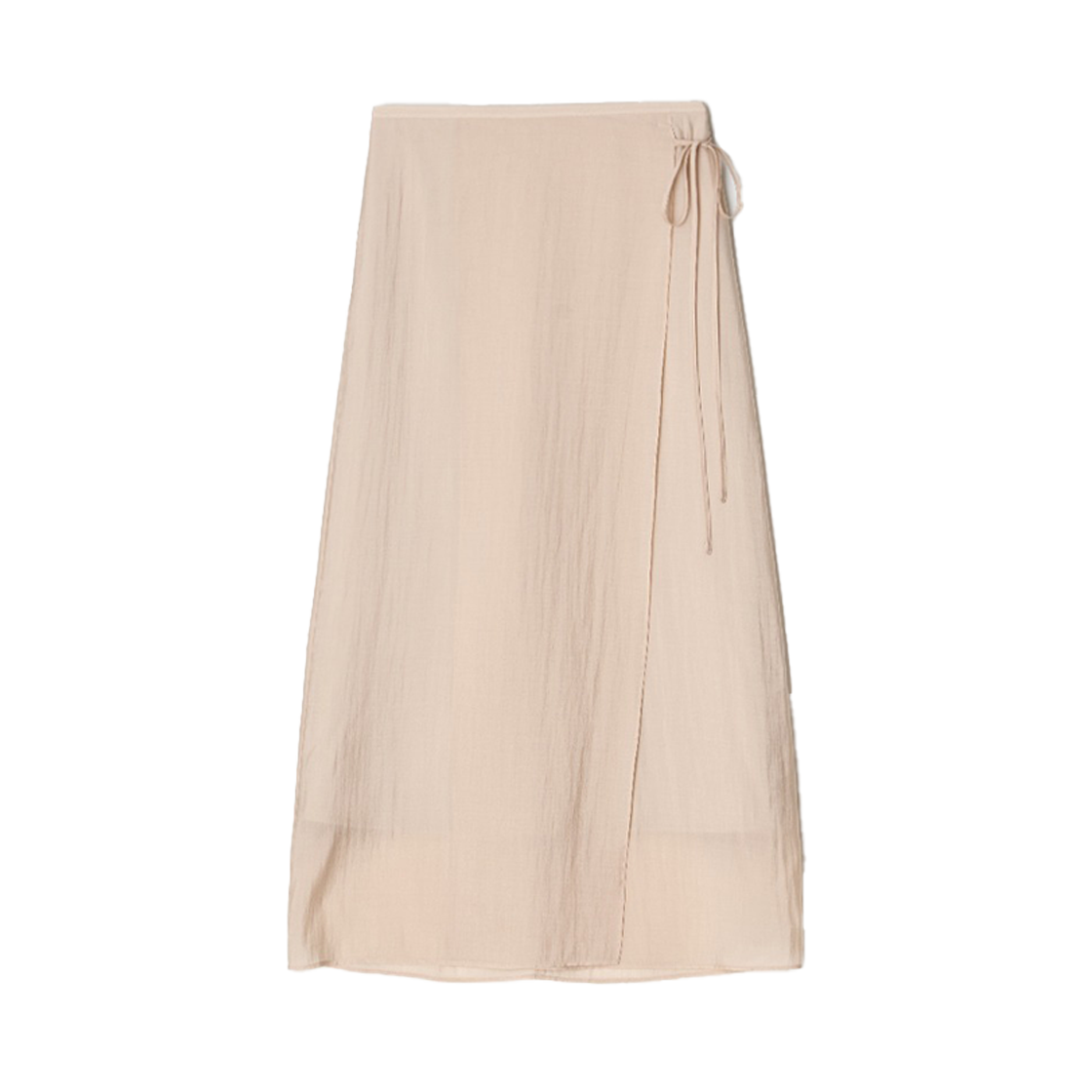 비뮤즈맨션 쉬어 랩 스커트 피치 베이지(BEMUSE MANSION Sheer wrap skirt Peach beige)