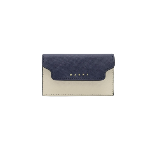 Marni Saffiano Business Card Case Blueblack Shell Mocha