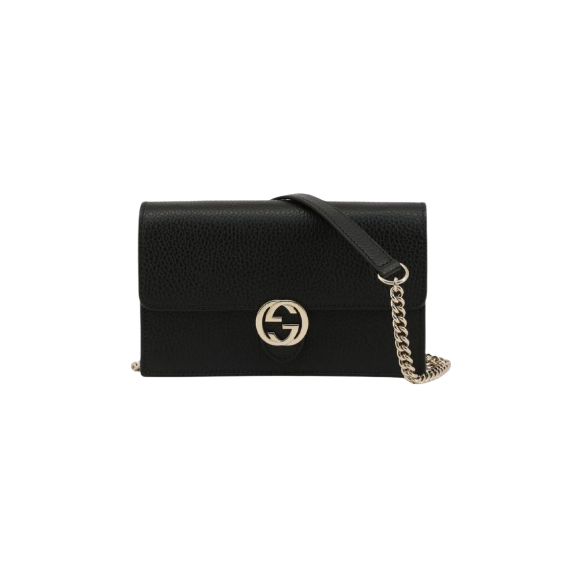 615523-CAO0G-1000 Gucci GG Interlocking Chain Strap Wallet Black - 대표 이미지 #1