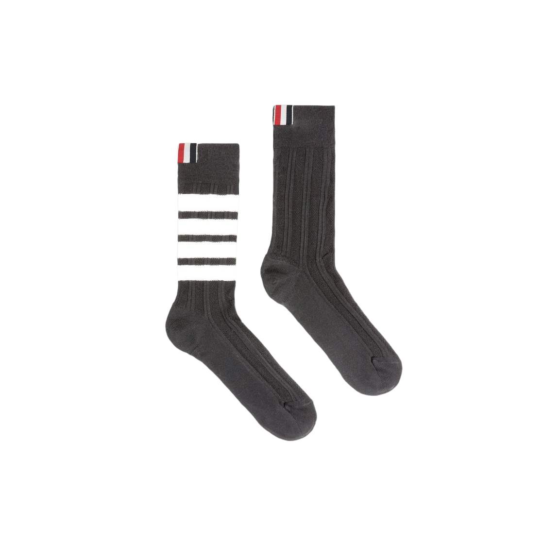 톰브라운 워셔블 메리노 사선 미드카프 삭스 블랙(Thom Browne Washable Merino 4-Bar Mid Calf Socks Black) - 1