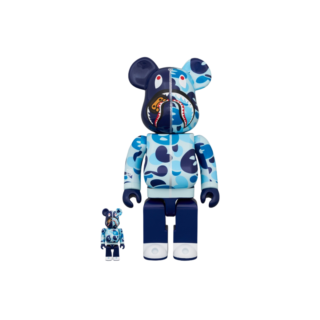 베어브릭 x 베이프 베이비 마일로 카모 샤크 100% & 400% 세트 블루 | Bearbrick | KREAM Bearbrick x BAPE Baby Milo Camo Shark... 