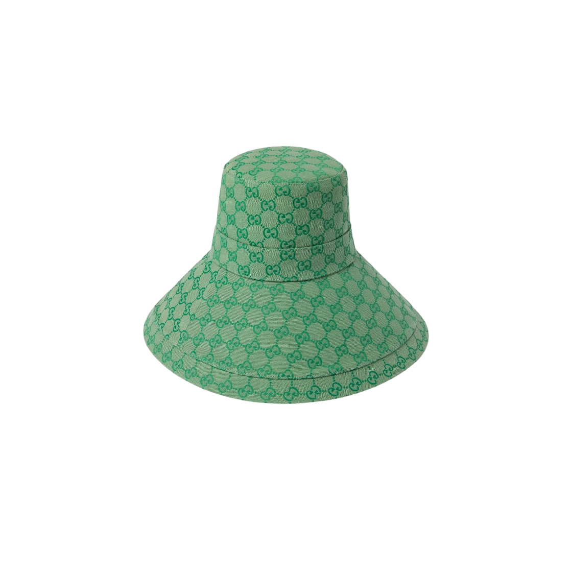 (W) 구찌 GG 캔버스 와이드 브림 햇 라이트 그린((W) Gucci GG Canvas Wide Brim Hat Light Green) - 1