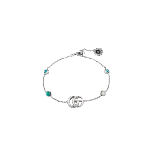 Gucci Double G Mother of Pearl Bracelet Silver Turquoise