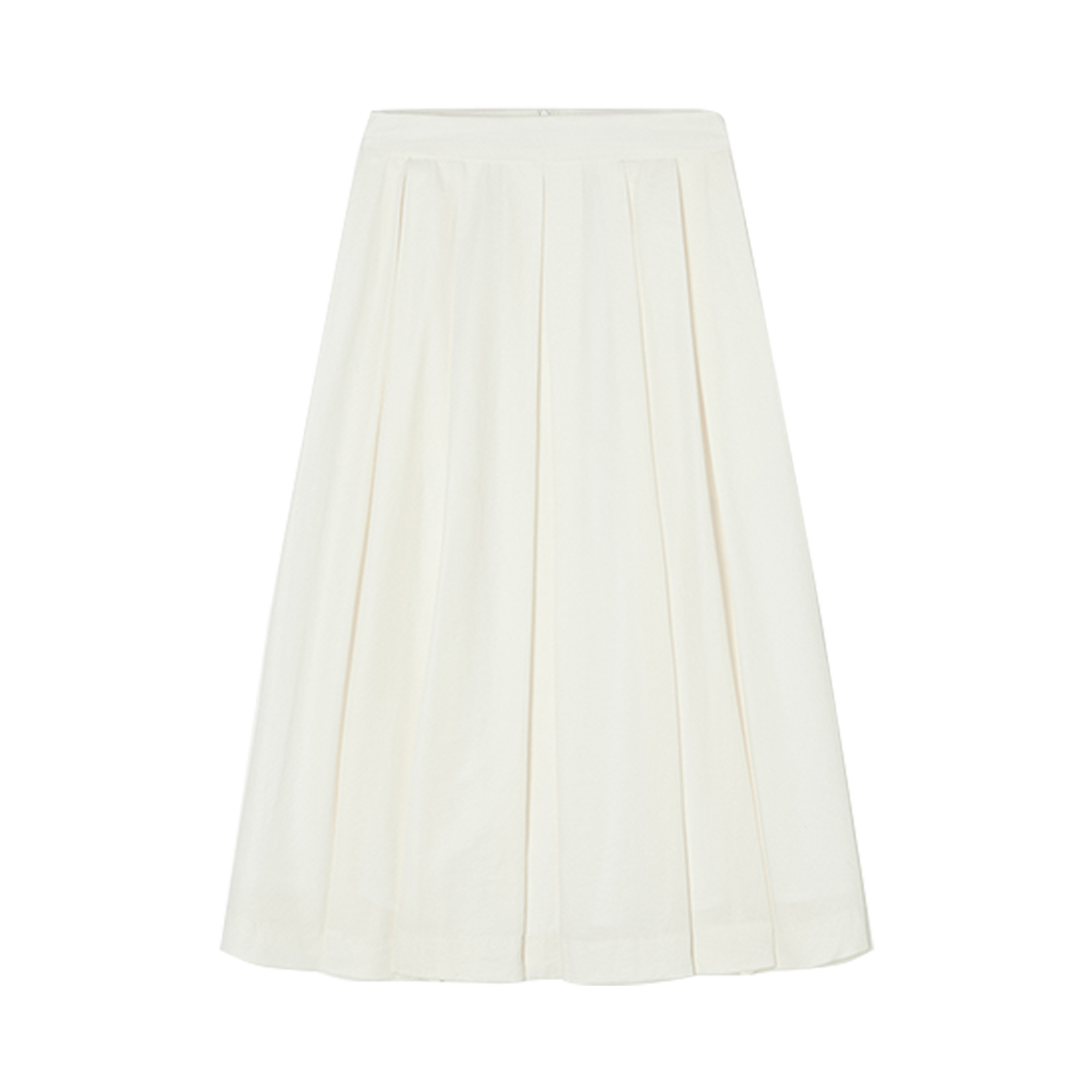 비뮤즈맨션 새틴 턱 플레어 스커트 아이보리(BEMUSE MANSION Satin tuck flare skirt Ivory)