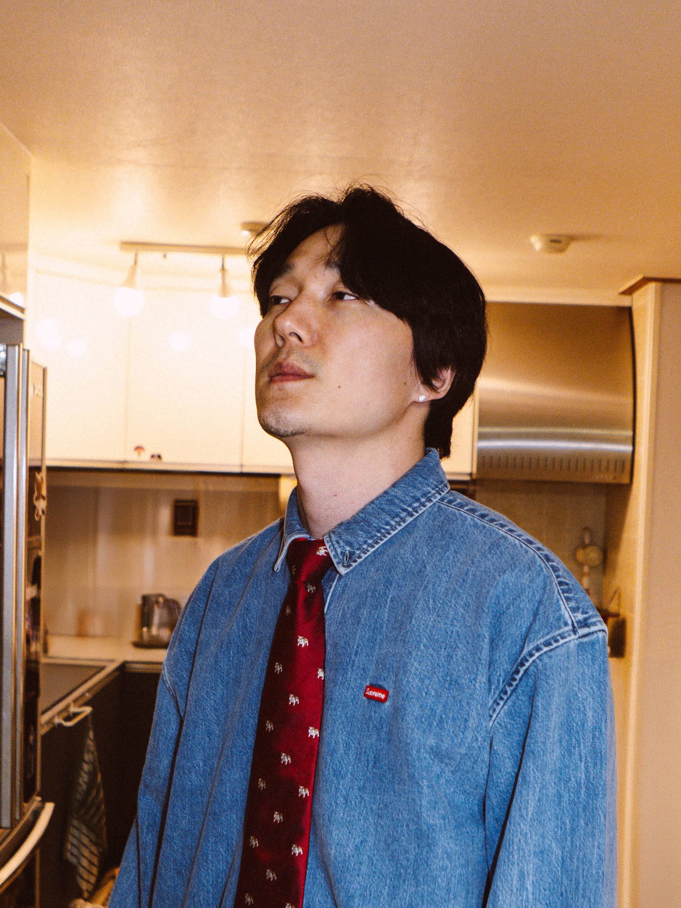 Supreme Small Box Denim Shirt Washed Indigo - 25SS 착용 스타일