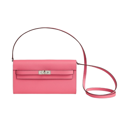 Hermes Kelly Classic To Go Wallet Evercolor & Palladium Rose Azalee