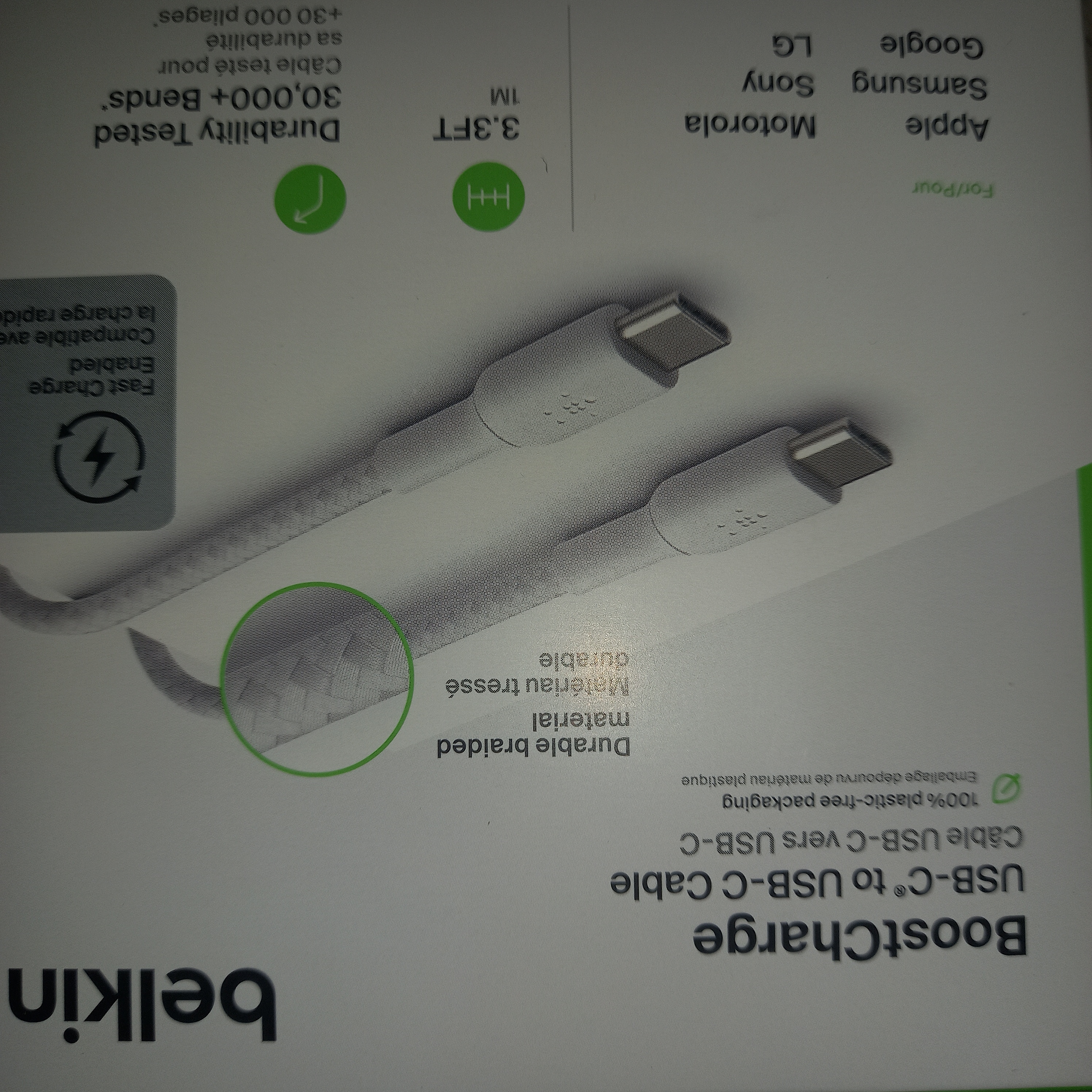 Belkin Boost Up Braided C to C cable 1M CAB004bt1M White 착용 스타일