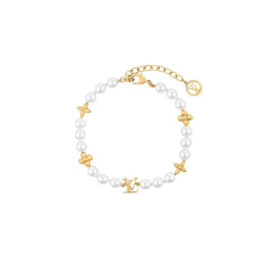 (W) Louis Vuitton My LV Pearl Bracelet Gold White