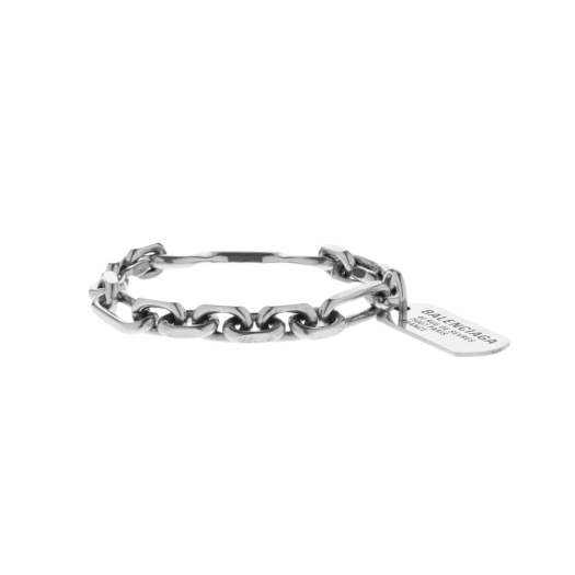 (W) Balenciaga Tags Carabiner Bracelet Antique Silver