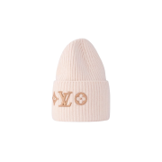 (W) Louis Vuitton Headline Beanie Beige Rose