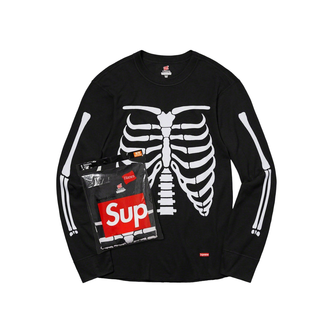 슈프림 헤인즈 본즈 써멀 크루 블랙 (1개입)(Supreme Hanes Bones Thermal Crew Black (1 Pack))