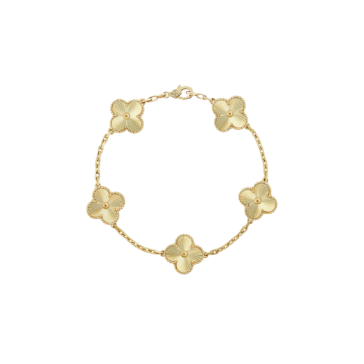 (W) Van Cleef & Arpels Vintage Alhambra Bracelet 5 Motifs Yellow Gold