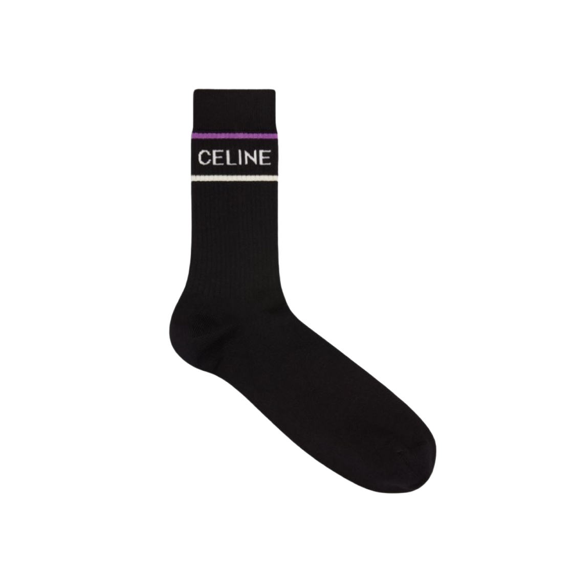 셀린느 스트라이프 코튼 삭스 블랙 퍼플(Celine Socks In Striped Cotton Black Purple) - 1