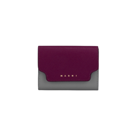 Marni Saffiano Leather Coin Case Purple Grey Brown