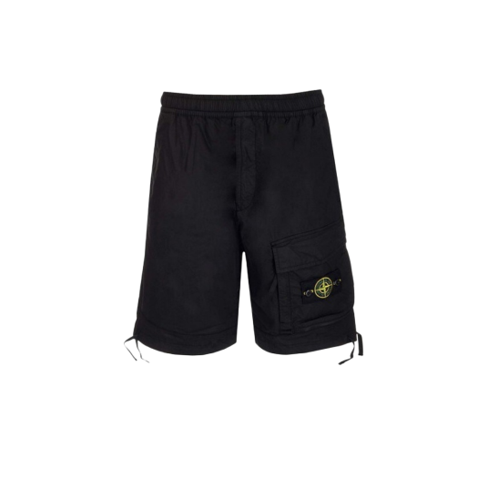 Stone Island L0703 Stretch Cotton Tela Paracadute Garment Dyed Bermuda Shorts Black - 22SS