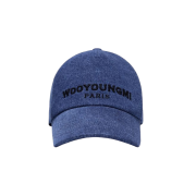 Wooyoungmi Black Embroidered Logo Ball Cap Blue Denim - 22FW