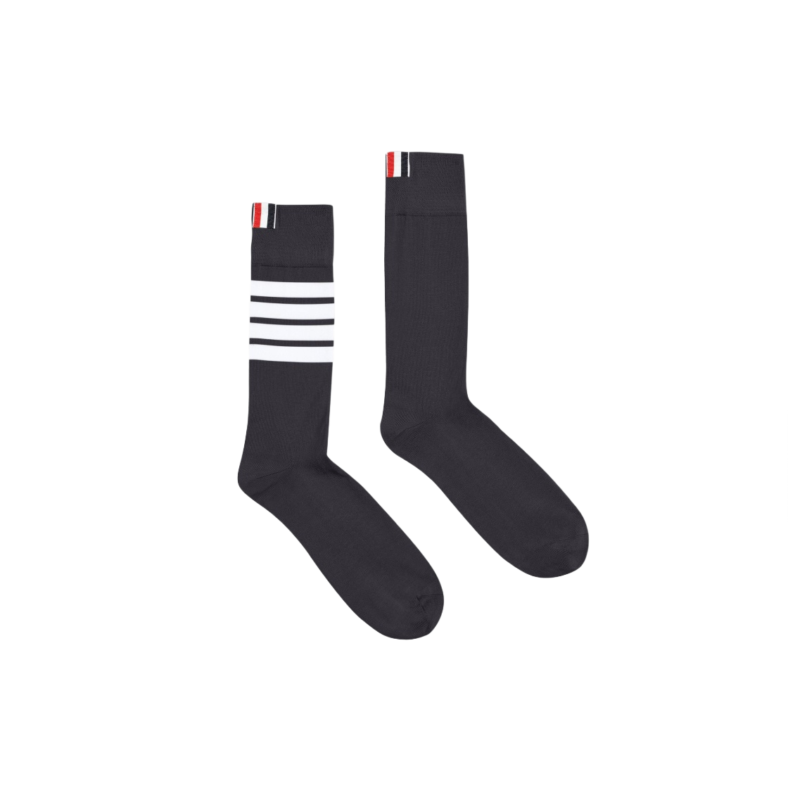 MAS023B-01690-025 Thom Browne Lightweight Cotton 4-Bar Mid Calf Socks Dark Grey